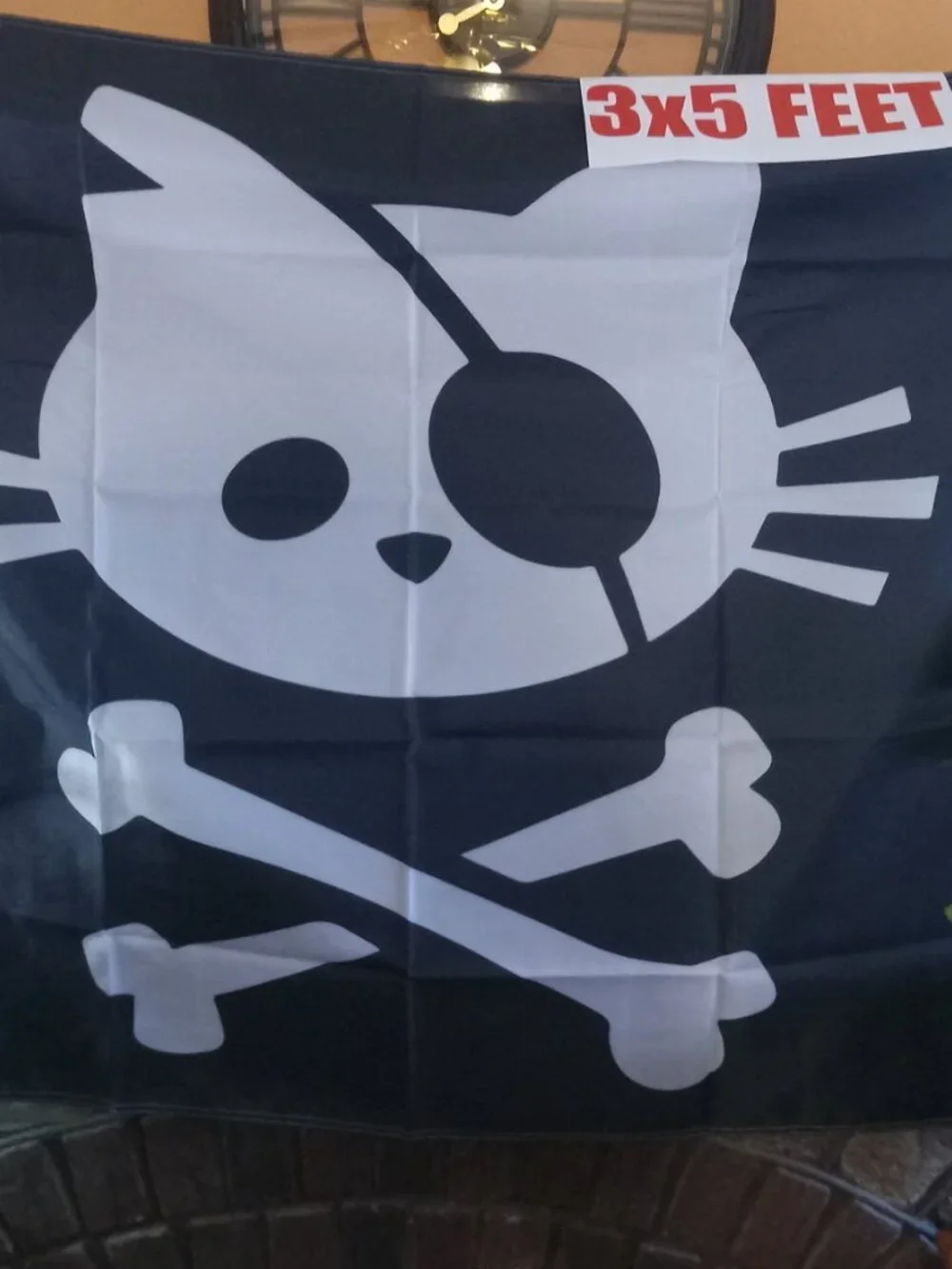 🎃 Halloween Cat Skull and Cross Bones 3x5 Pirate Flag